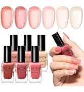 GELLEN Clear Pink Nail Polish, Sheer Pink Jelly Natural Regular Nail Polish Quick Dry Summer 6 Li...
