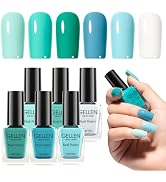 Gellen Teal Regular Nail Polish Non Gel, Fast Air Drying Mint Turquoise Nail Polish No UV Light N...
