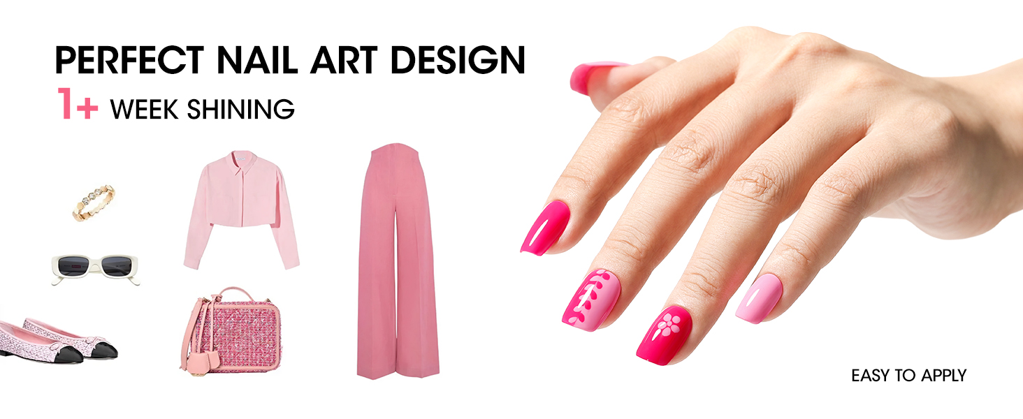 red pink nail polish set