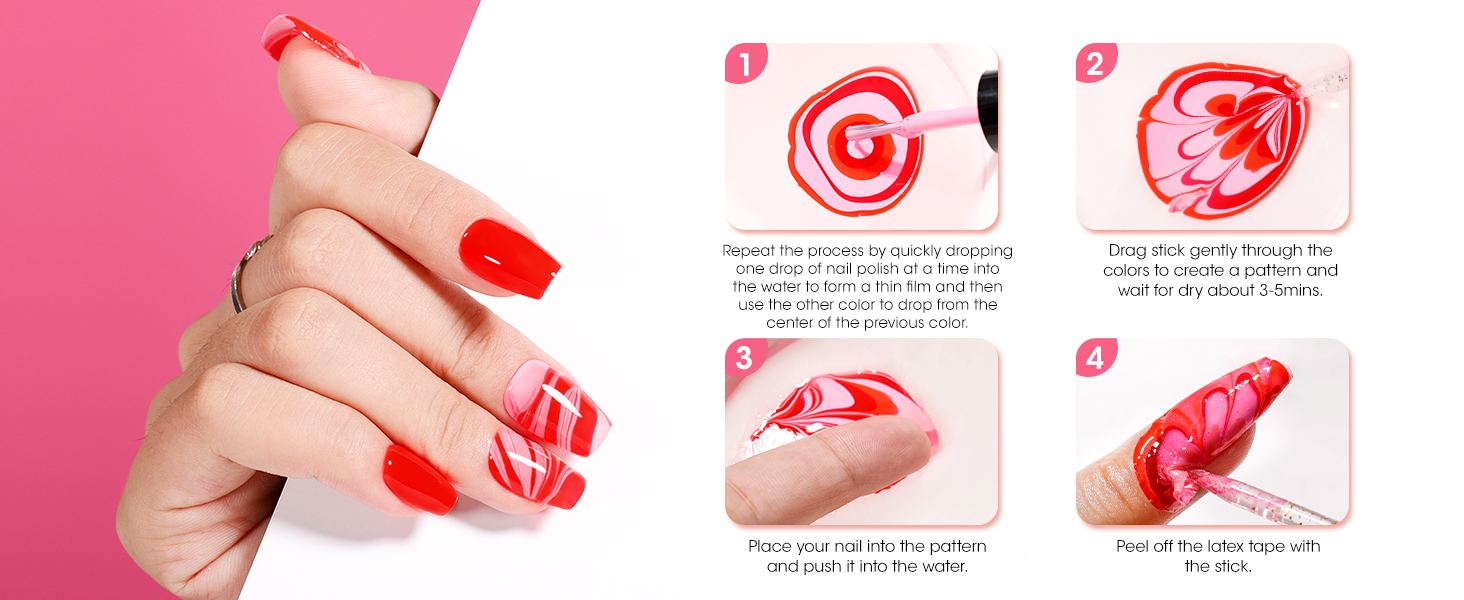 red pink nail polish set